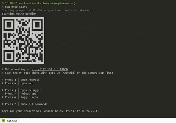 Expo Start Output