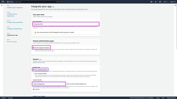 Create a Cognito user pool