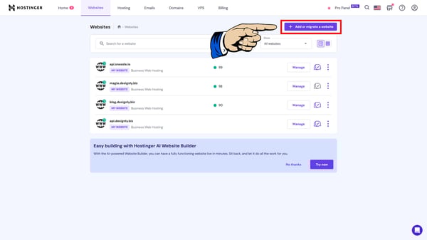 Create a new website