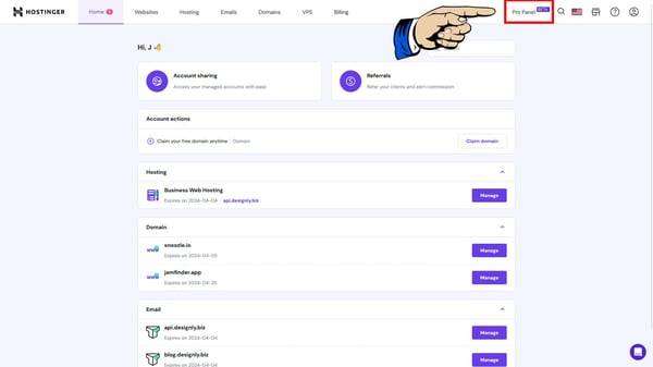 Click on Pro Panel