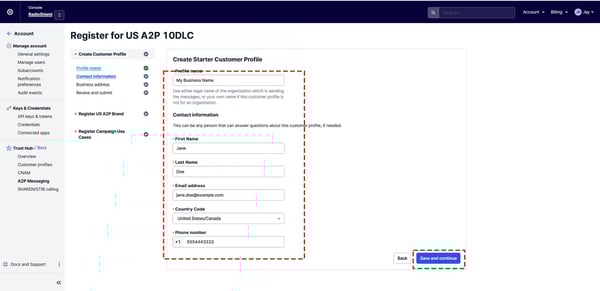 Fill Out Your Customer Profile